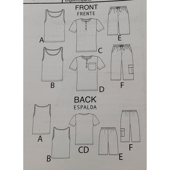 Men's Tank Tops, T-Shirt, Shorts McCall's M6973 Sewing Pattern, Elastic Waist - Picture 2 of 5